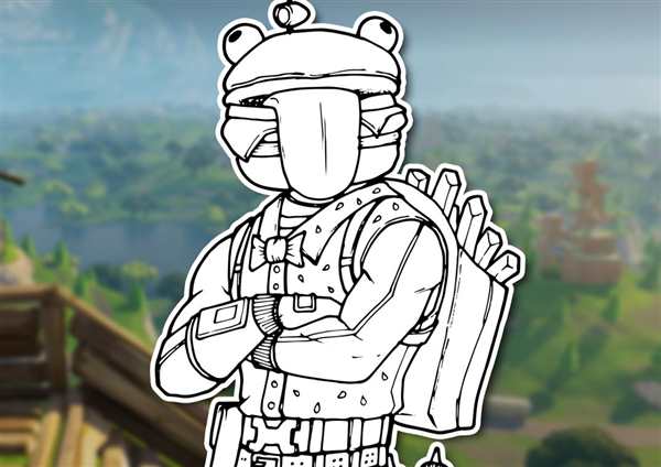 Раскраска Fortnite Бургермен в Деталях