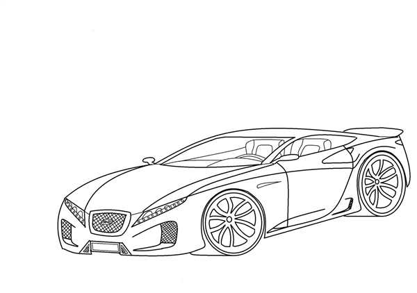 Раскраска Гоночный автомобиль Bugatti