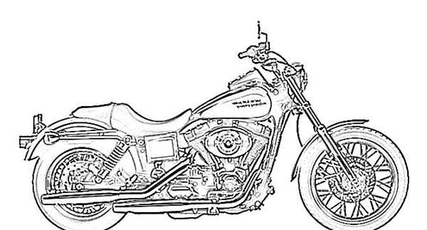 Раскраска ХарлиДэвидсон Волшебный Лесной Путешествие Motorbike