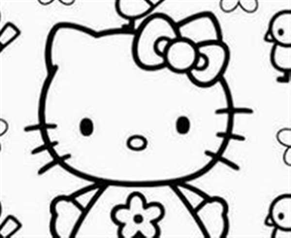 Раскраска Hello Kitty c весёлыми птичками