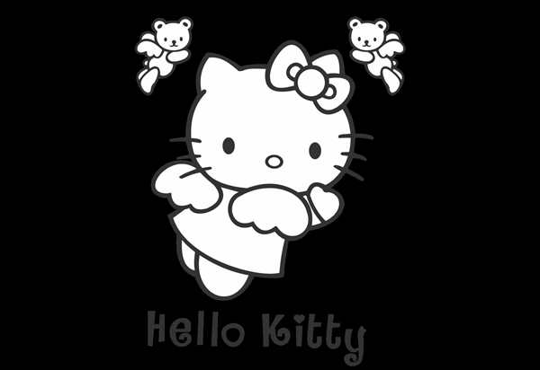 Раскраска Hello Kitty c весёлыми птичками