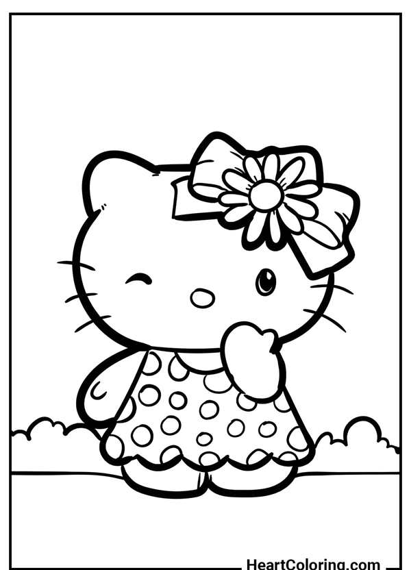 Раскраска Hello Kitty с зонтиком веселые игры для детей