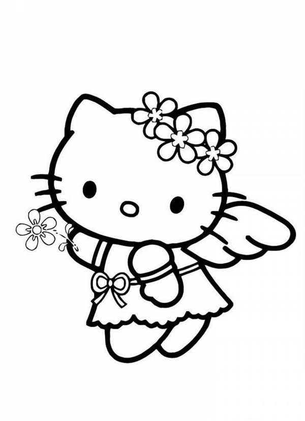 Раскраска Hello Kitty с зонтиком веселые игры для детей