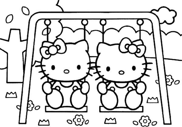 Раскраска Hello Kitty с зонтиком веселые игры для детей