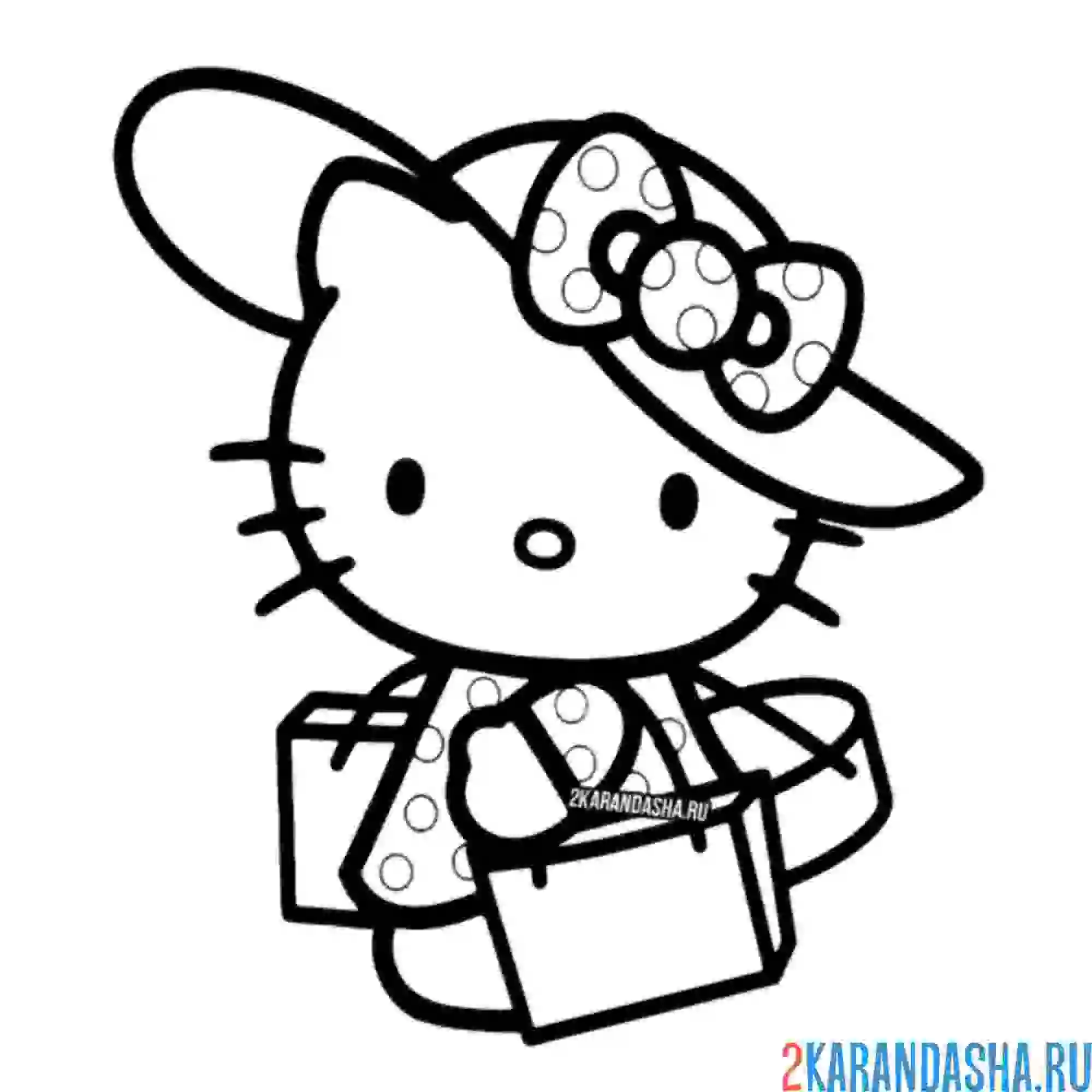 Раскраска Hello Kitty с зонтиком веселые игры для детей