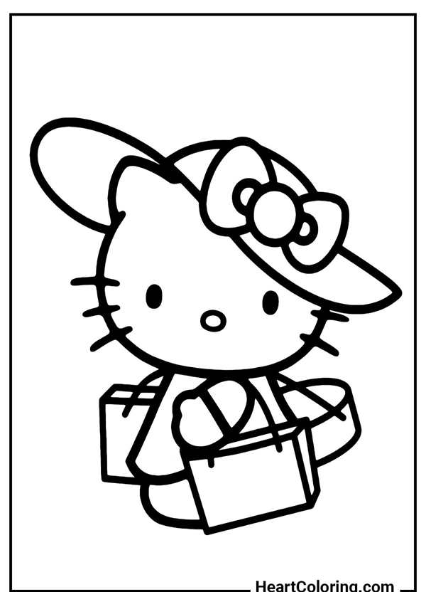Раскраска Hello Kitty с зонтиком веселые игры для детей