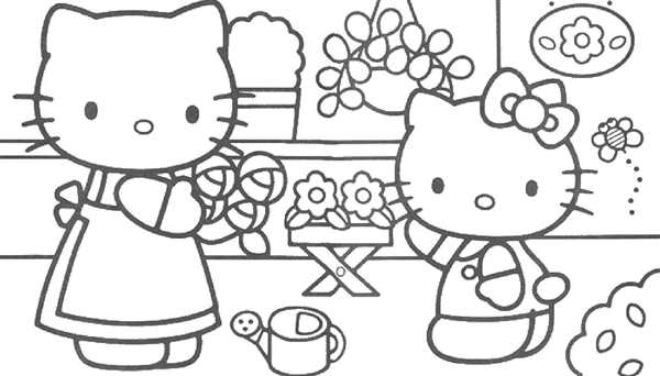 Раскраска Hello Kitty с зонтиком веселые игры для детей