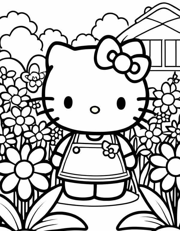Раскраска Hello Kitty с зонтиком веселые игры для детей