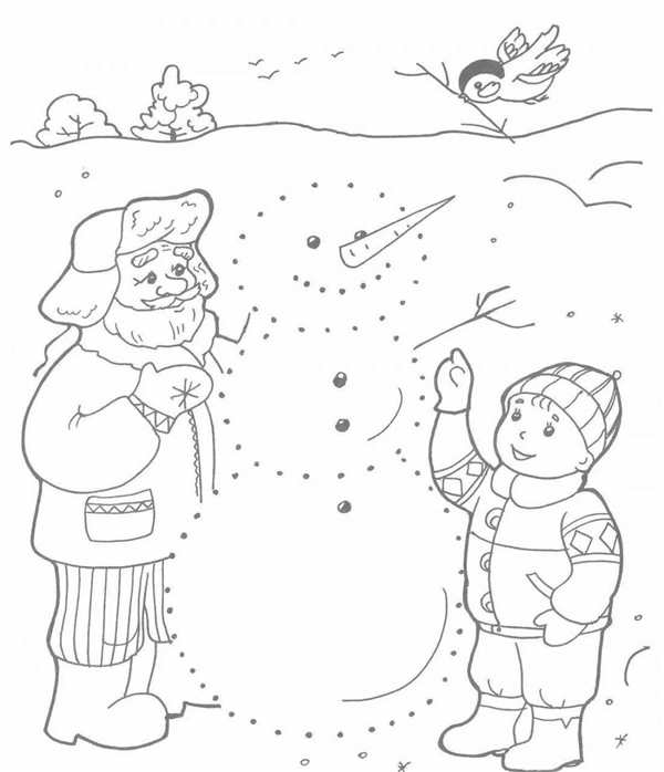 Мальчик в зимней одежде раскраска