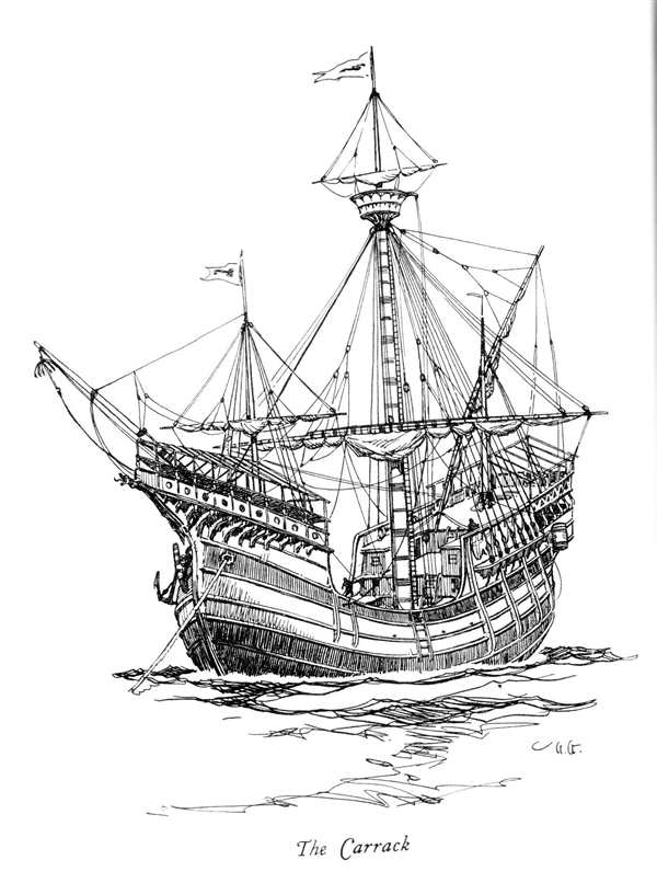 Рисунок корабля для раскрашивания