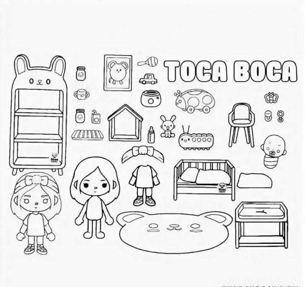 Раскраска из мира Toca Boca девочка на страницах для цветка