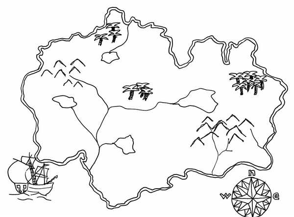 Пиратская карта раскраска
