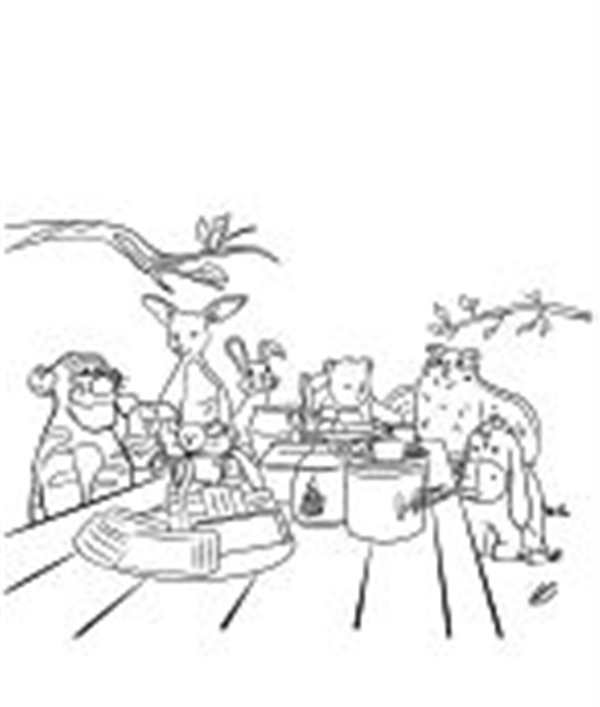 Раскраска Кенга и Крошки Ру веселые приключения в двух цветах