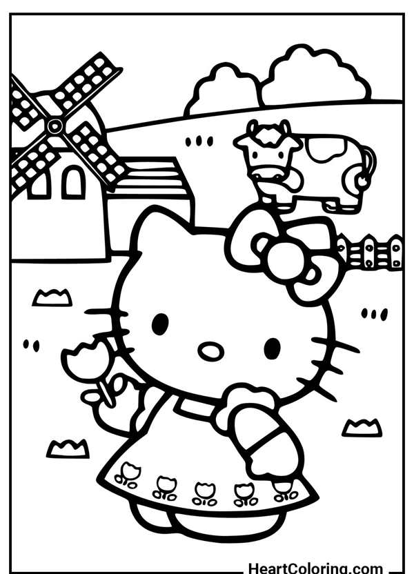 Домик hello Kitty раскраска