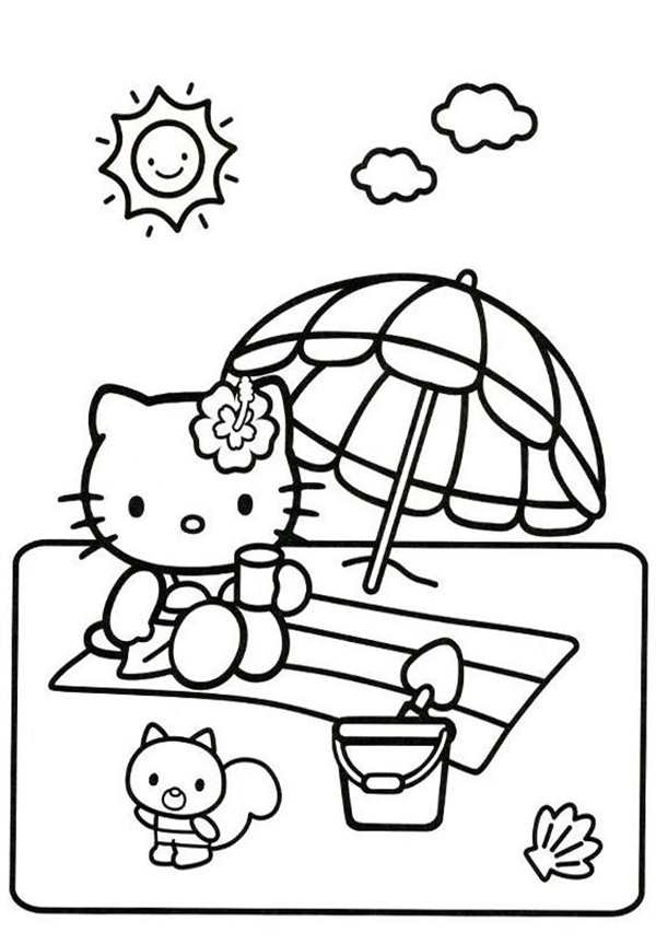 Раскраска Kitty и её папа на приключение в походе