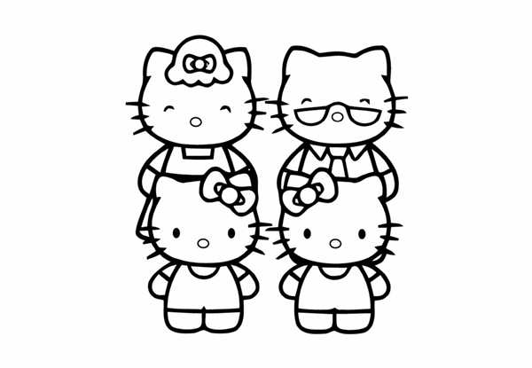 Раскраска Kitty и её папа на приключение в походе