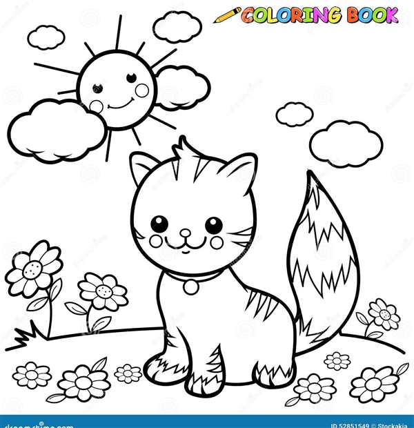 Раскраска Kitty с весенним цветочком