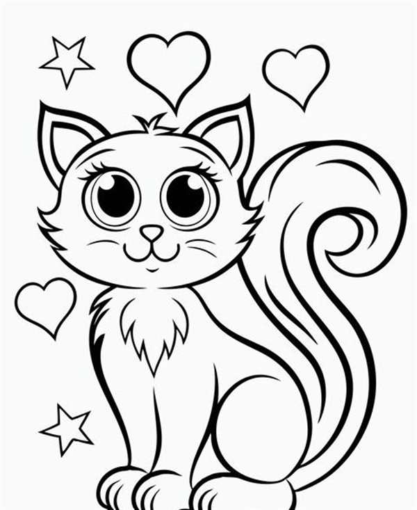 Раскраска кошка с котятами