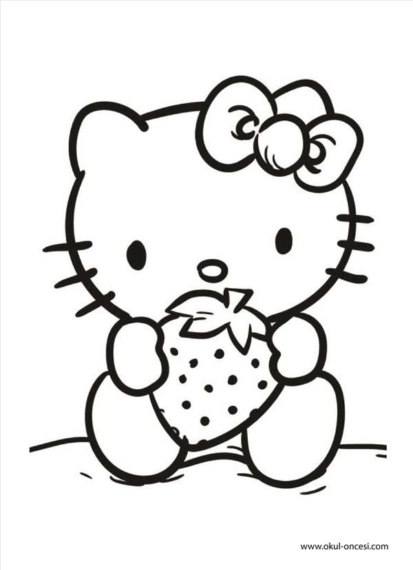 Раскраска Kitty у подножия пальмы