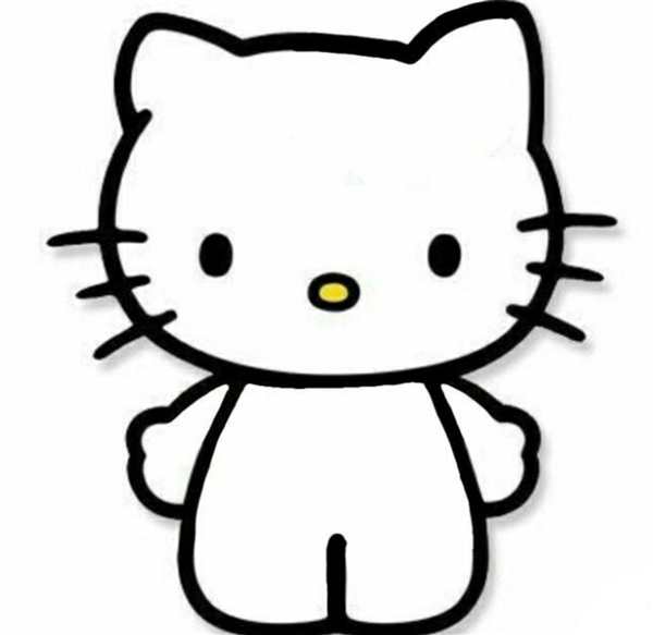 Раскраска Kitty у подножия пальмы