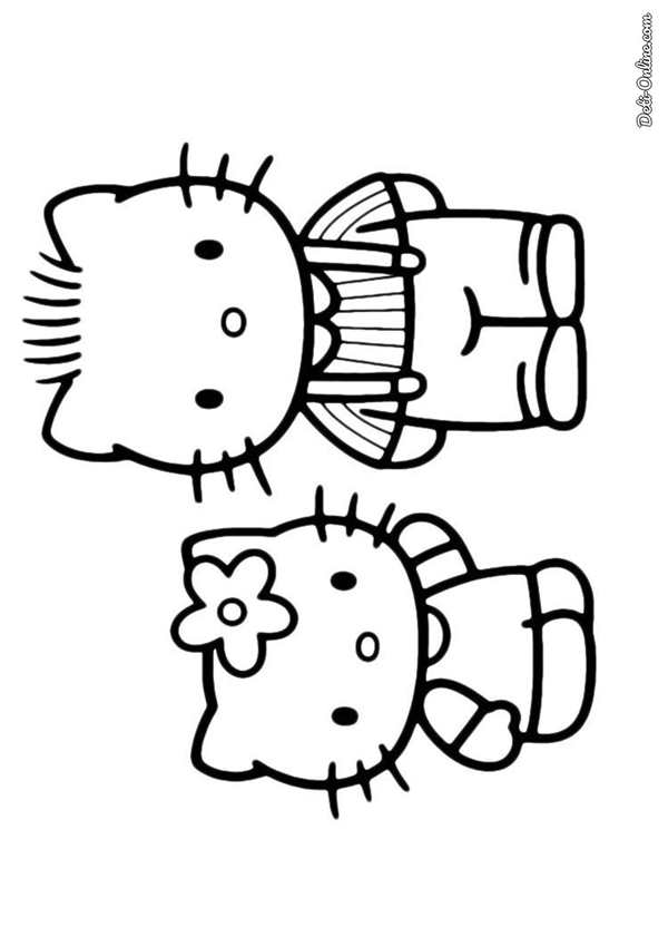 Раскраска Kitty у подножия пальмы