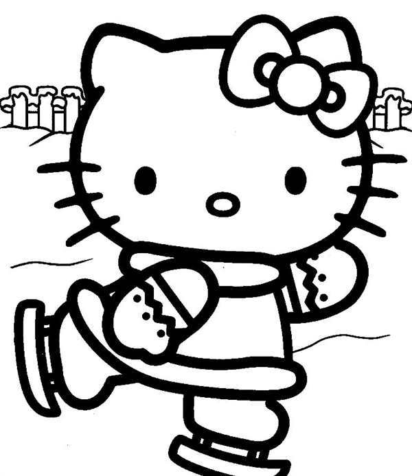 Раскраска Kitty у подножия пальмы