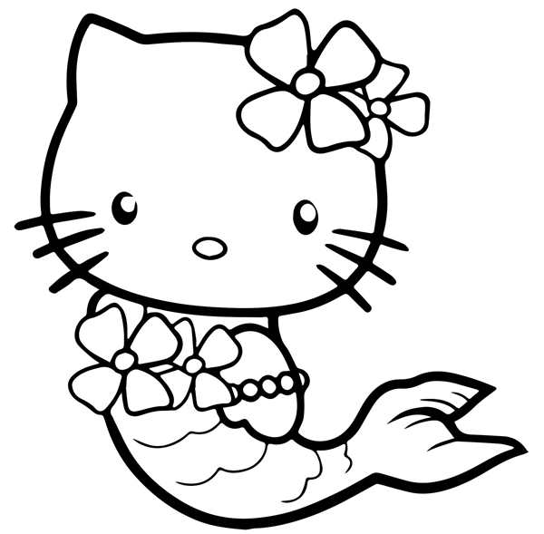 Раскраска Kitty у подножия пальмы