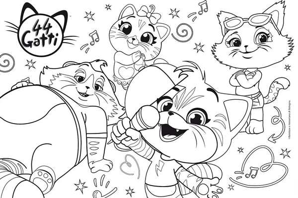 Раскраска Kitty Увлечённая Чтением Книжки