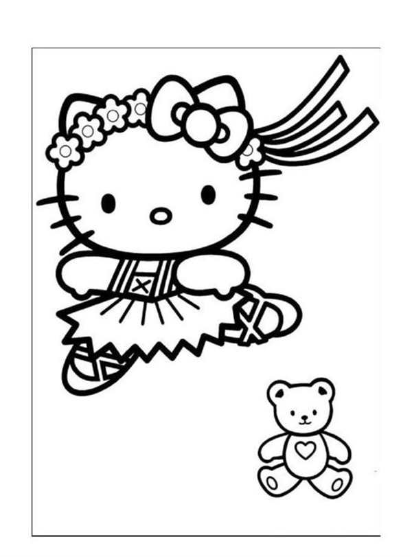Раскраска Kitty Увлечённая Чтением Книжки