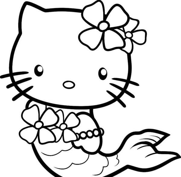 Раскраска Kitty в японском кимано