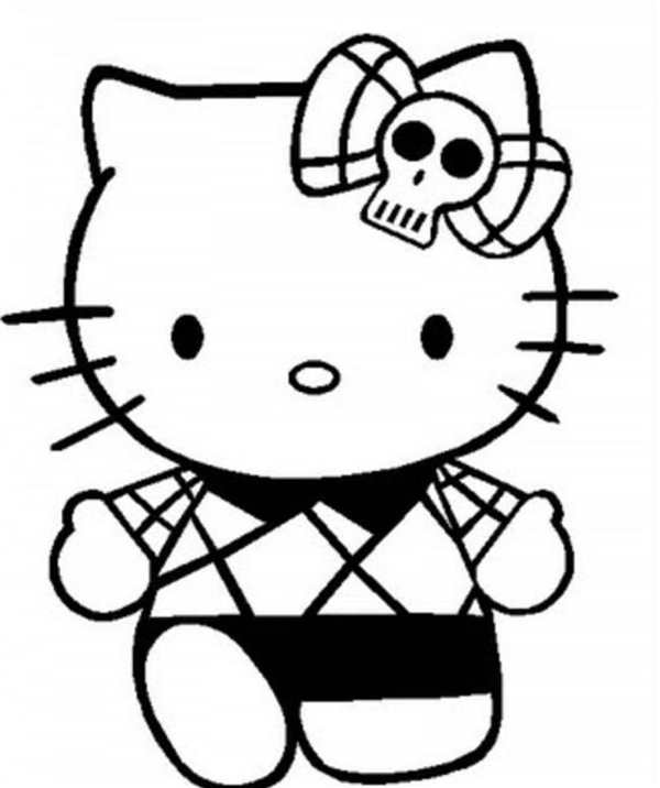 Раскраска Kitty в японском кимано