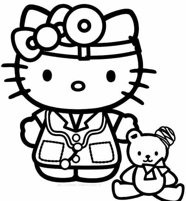 Раскраска Kitty в японском кимано
