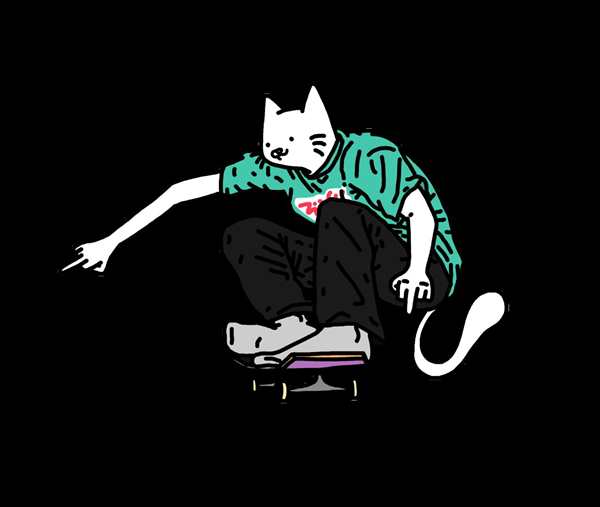 Раскраска Kitty Веселье на скейтборде