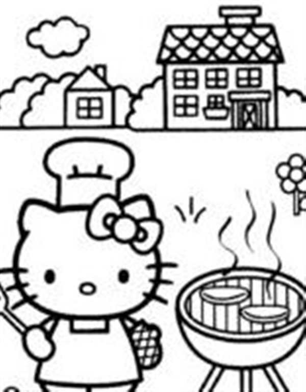 Раскраска Kitty Веселье на скейтборде