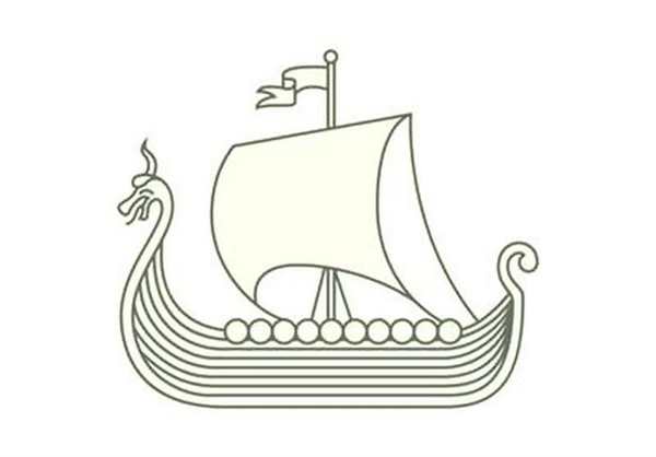 Нарисовать корабль викингов Драккар