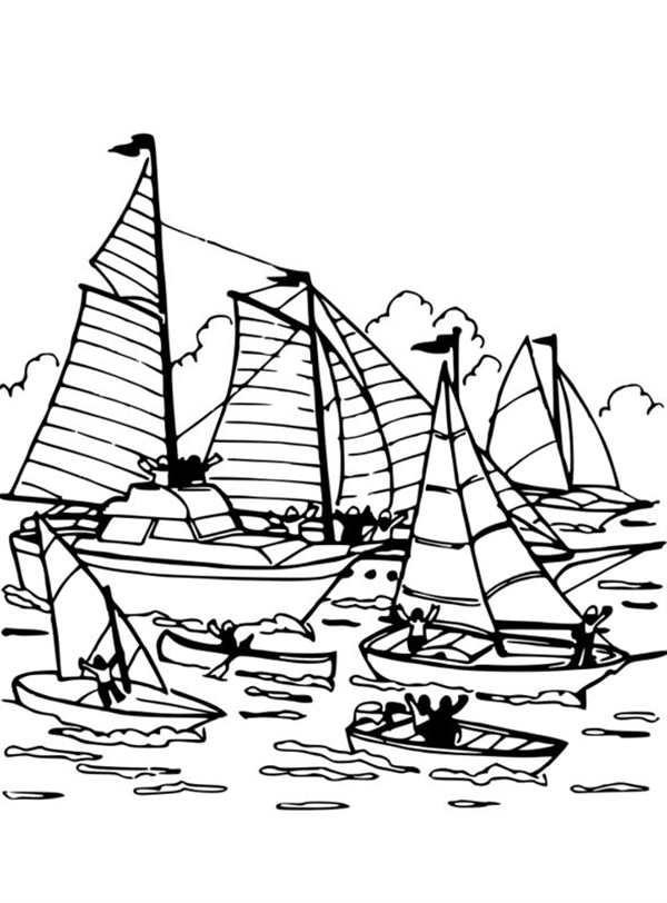 Раскраска корабль в море для детей