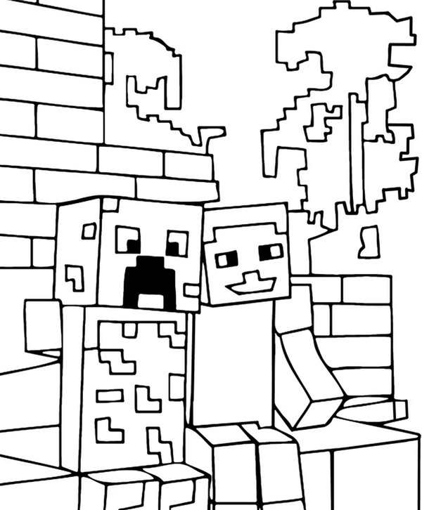 Раскраска Корова из Minecraft Веселые Активности для Детей