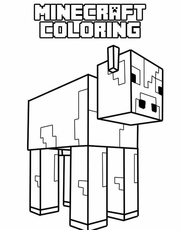 Раскраска Коровы из Minecraft