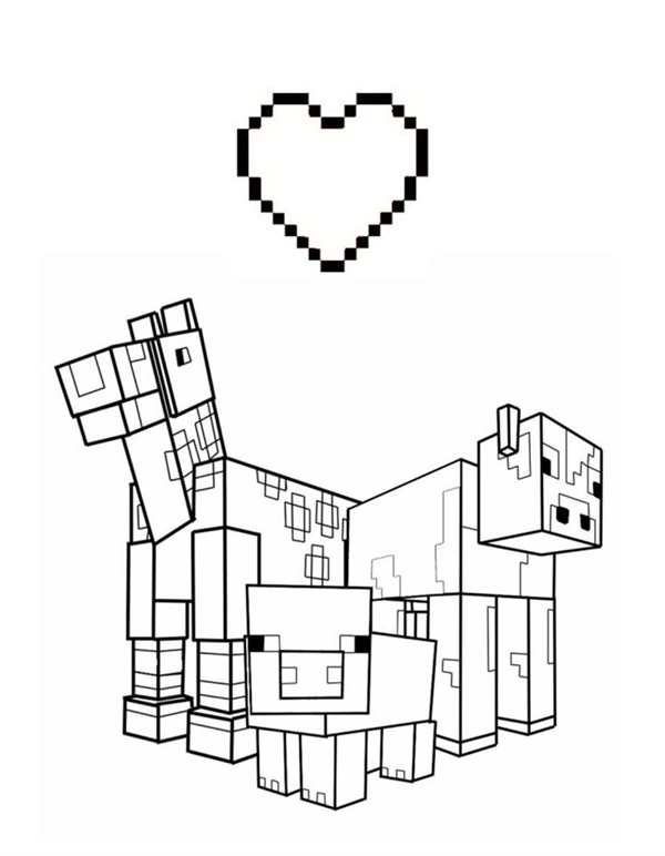 Раскраска Коровы из Minecraft