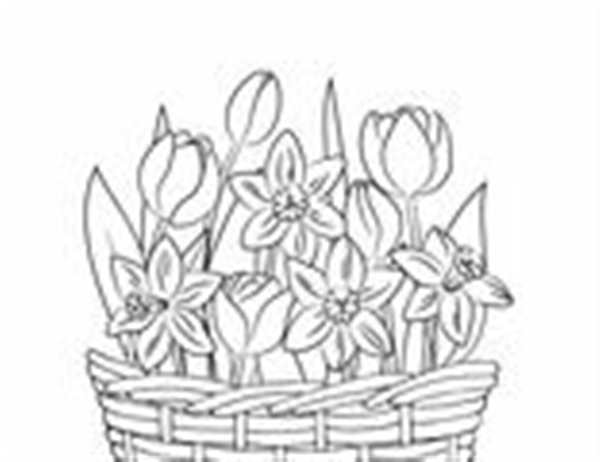 Раскраска корзина с цветами