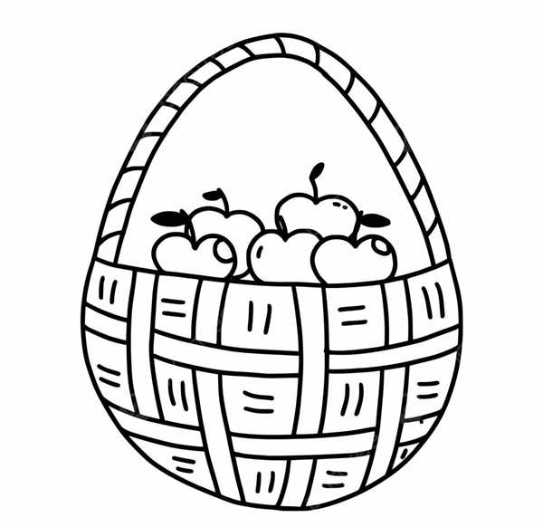 Раскраска Корзина с осенними яблоками