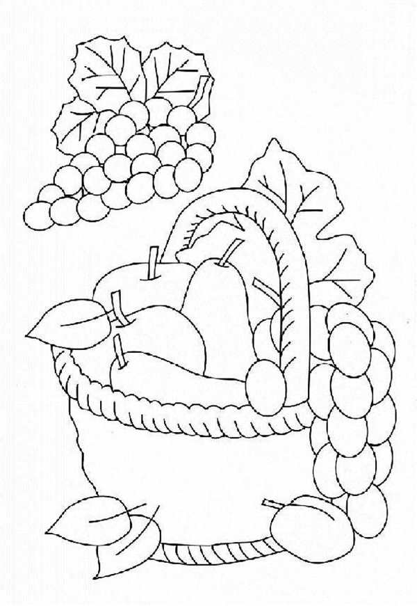 Корзина с фруктами раскраска