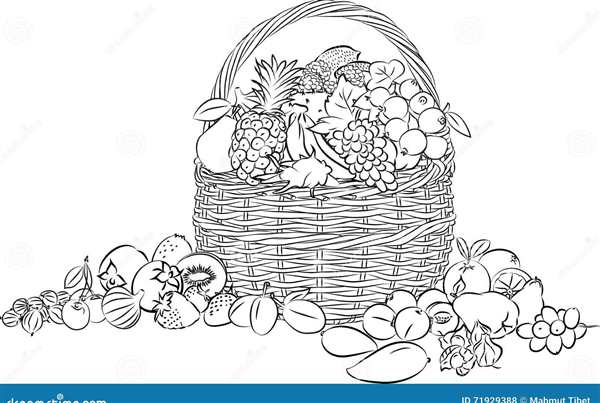 Корзинка с яблоками раскраска