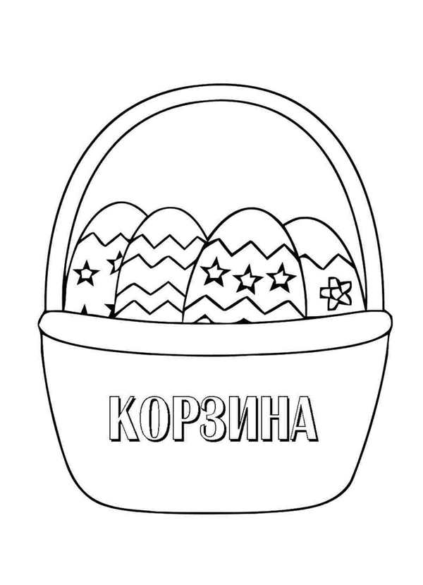 Корзинка с пасхальными яйцами раскраска