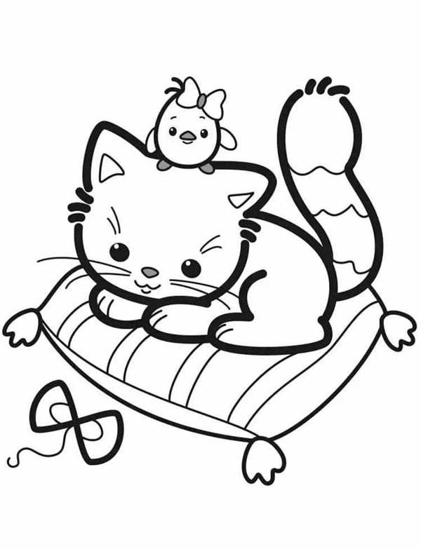 Спящий кот раскраска