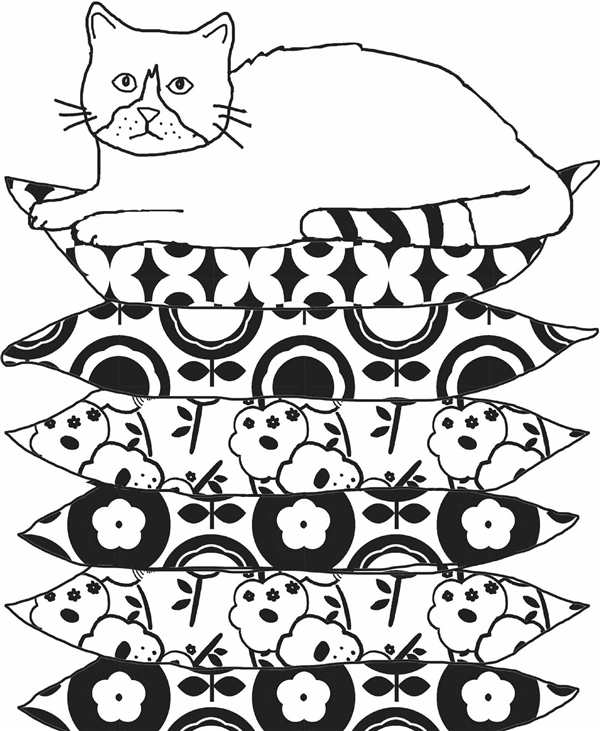 Кот спит раскраска