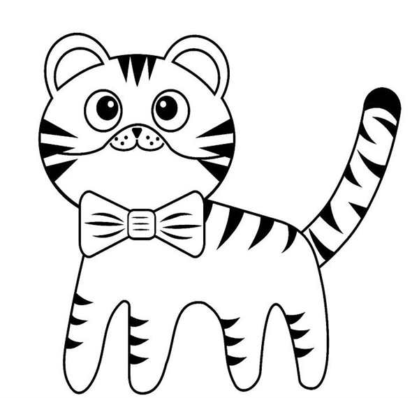 Раскраска Кошка и Игрушечный Бантик