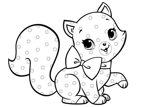 Раскраска Кошка и Игрушечный Бантик