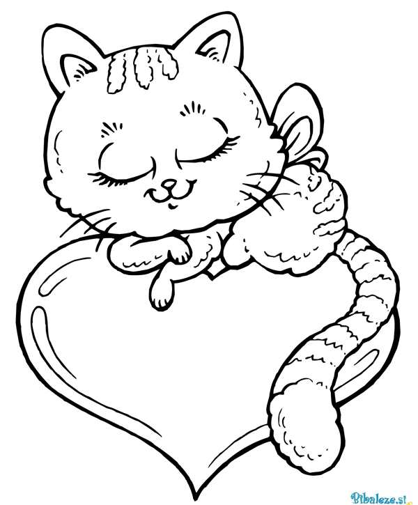 Раскраска Кошка и Игрушечный Бантик