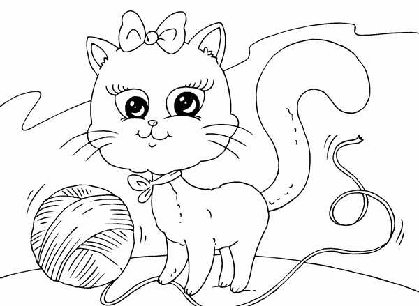 Кошка раскраска для детей